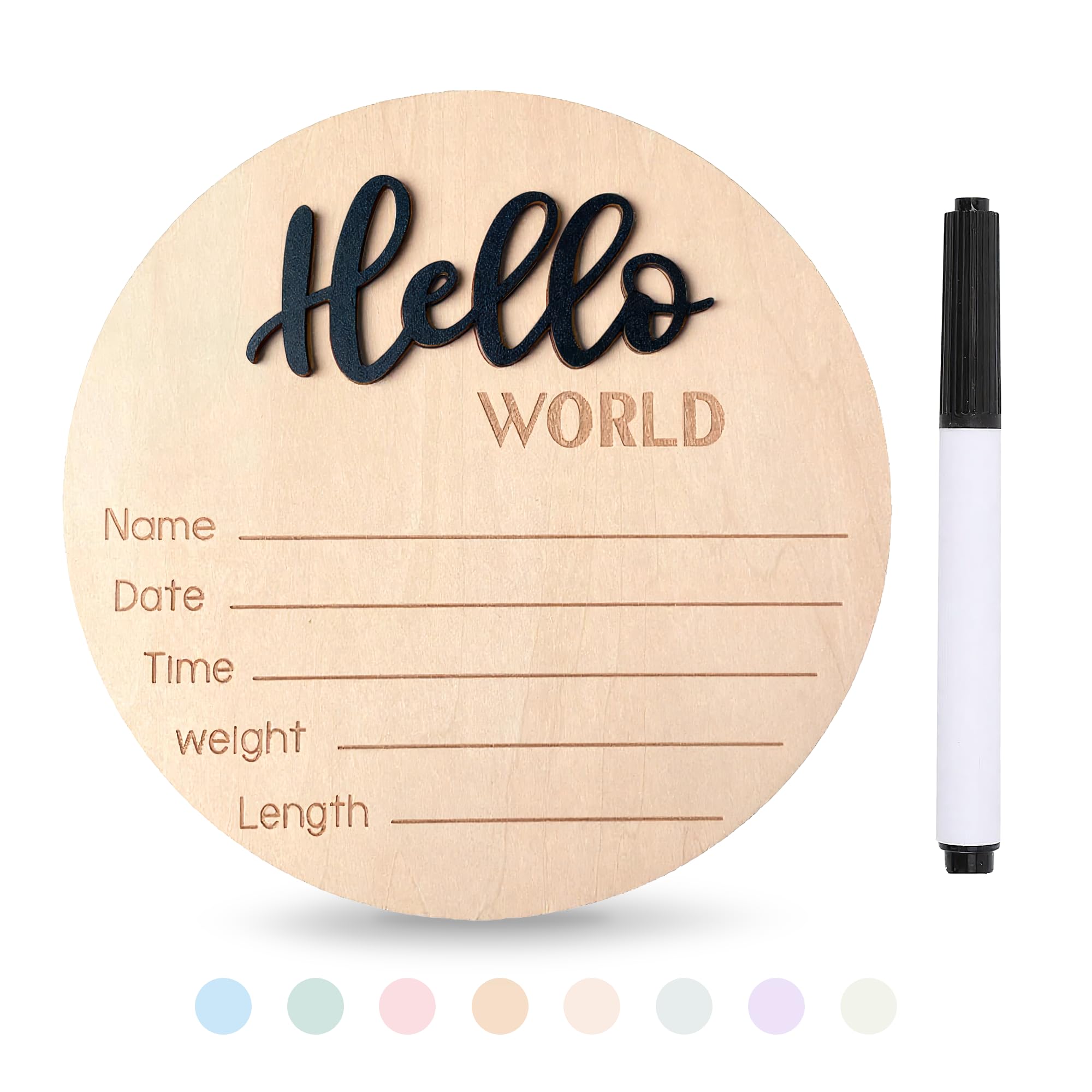 Photo 1 of 2-in-1 Gender Reveal Sign and Hello World Announcement Signs, It's a Boy or GirlSign Newborn Announcement Set, Wooden Baby Welcome Sign for Hospital, Nursery he or she signfor Newborn Boys and Girls