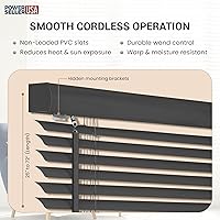 Vista 7 de PowerSellerUSA Persianas sin cordones, privacidad y filtro de luz, listones de 1 pulgada de vinilo, tratamiento de ventana anti-UV, se adapta a Negro