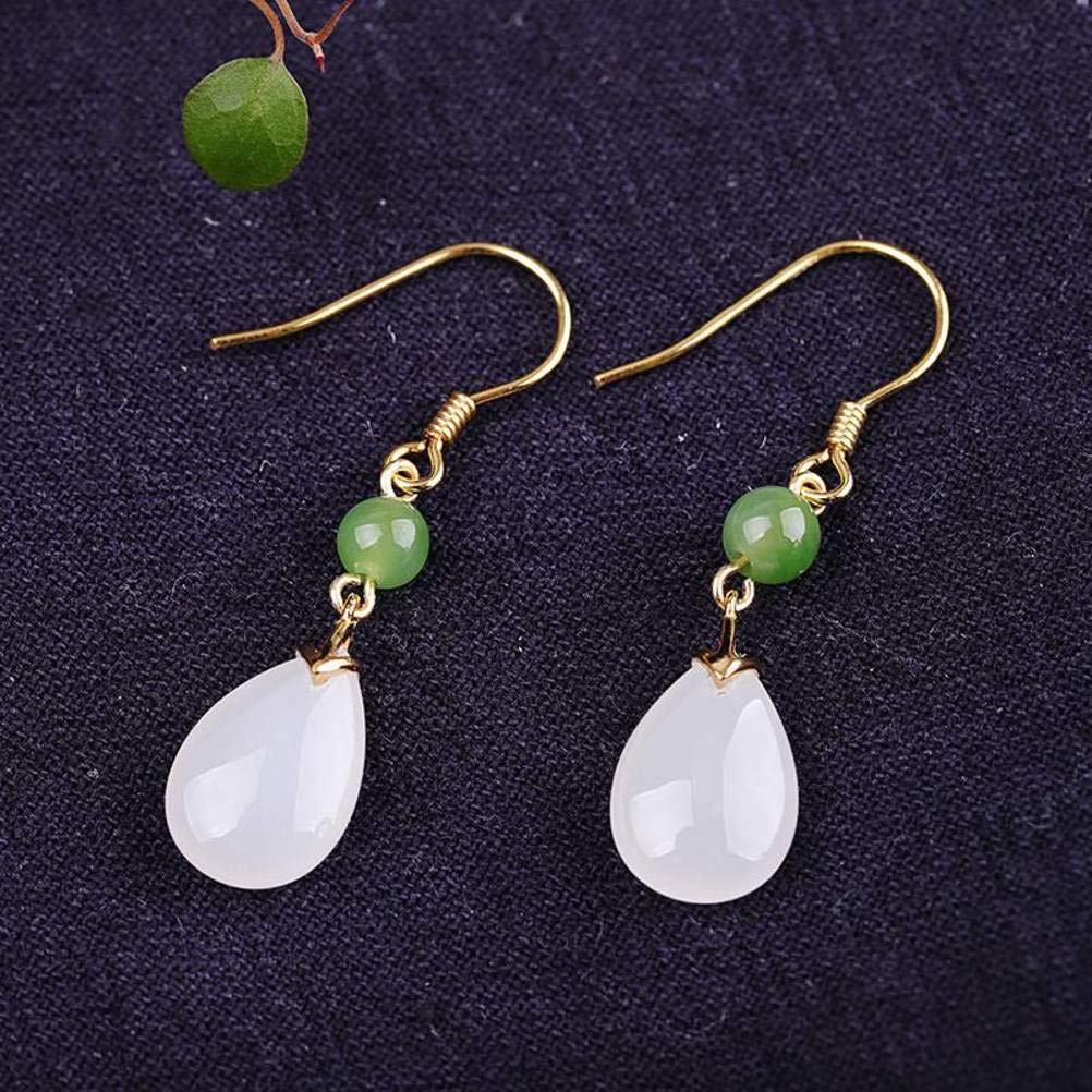 Boucles d'oreilles néphrite style ethnique goutte d'eau chic pour femme - 8