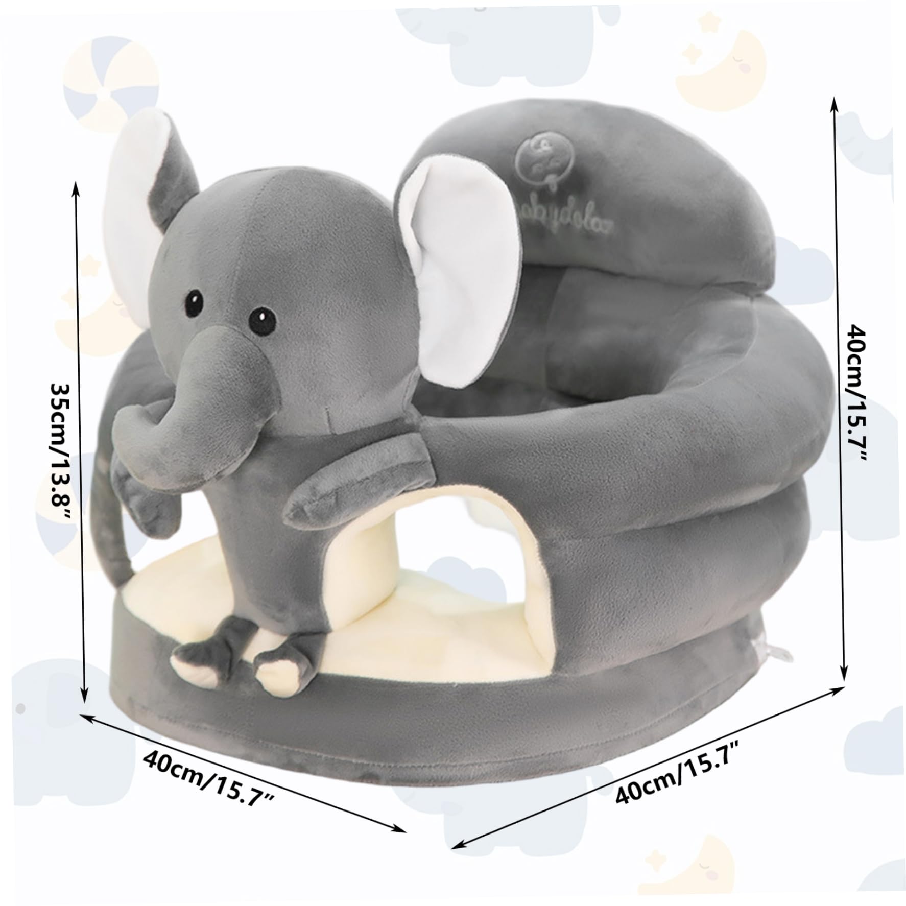 Baby-Sit-Up-Stuhl, niedlicher Cartoon-Grauer Elefant, Kleinkind-Sit-Up-Stuhl, Plüschsofa für Schlafzimmer, Wohnzimmer, Kinderzimmer, Wohnung, Kleinkindmöbel