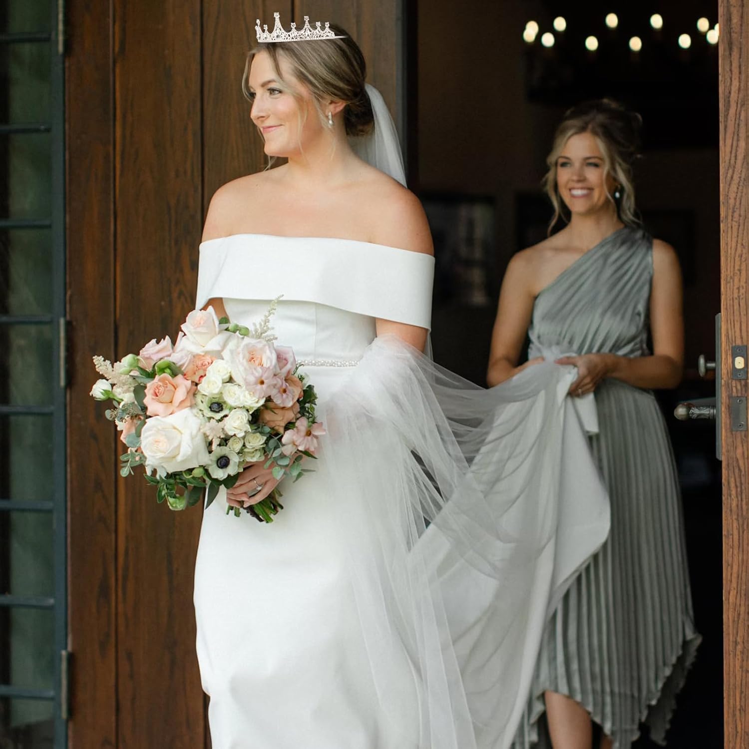 Canitor Glinda Crown for Girl Silver Tiaras for Women Bridal Royal Queen Headband Princess Quinceanera Head Pieces for Wedding Birthday Prom Pageant Party Diaries Hair Accessories - Image 4