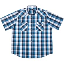 Big and Tall Western Pearl Snap Shirts for Men Cotton Short Sleeve Cowboy Plaid Casual Relaxed Fit XXL-6XL Tall