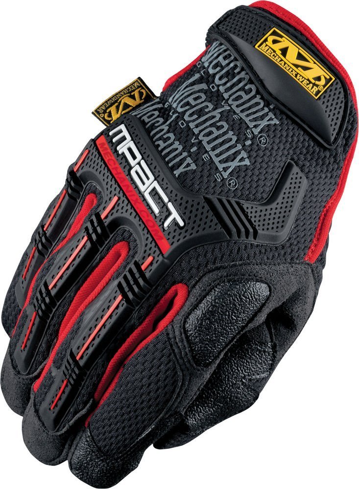 Mechanix Wear: M-Pact Work Gloves with Secure Fit, Work Gloves with Impact Protection and Vibration Absorption, Safety Gloves for Men (Black/Red, X-Large)