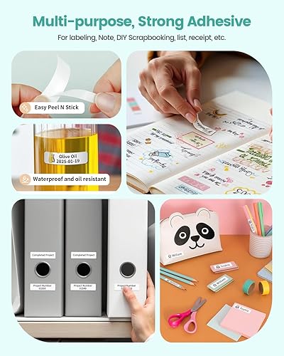 Miniatura 7 de Phomemo Labels D30 - Cinta de etiquetas autoadhesivas, etiquetas maestras de impresión en negro sobre blanco, papel térmico autoadhesivo, 160