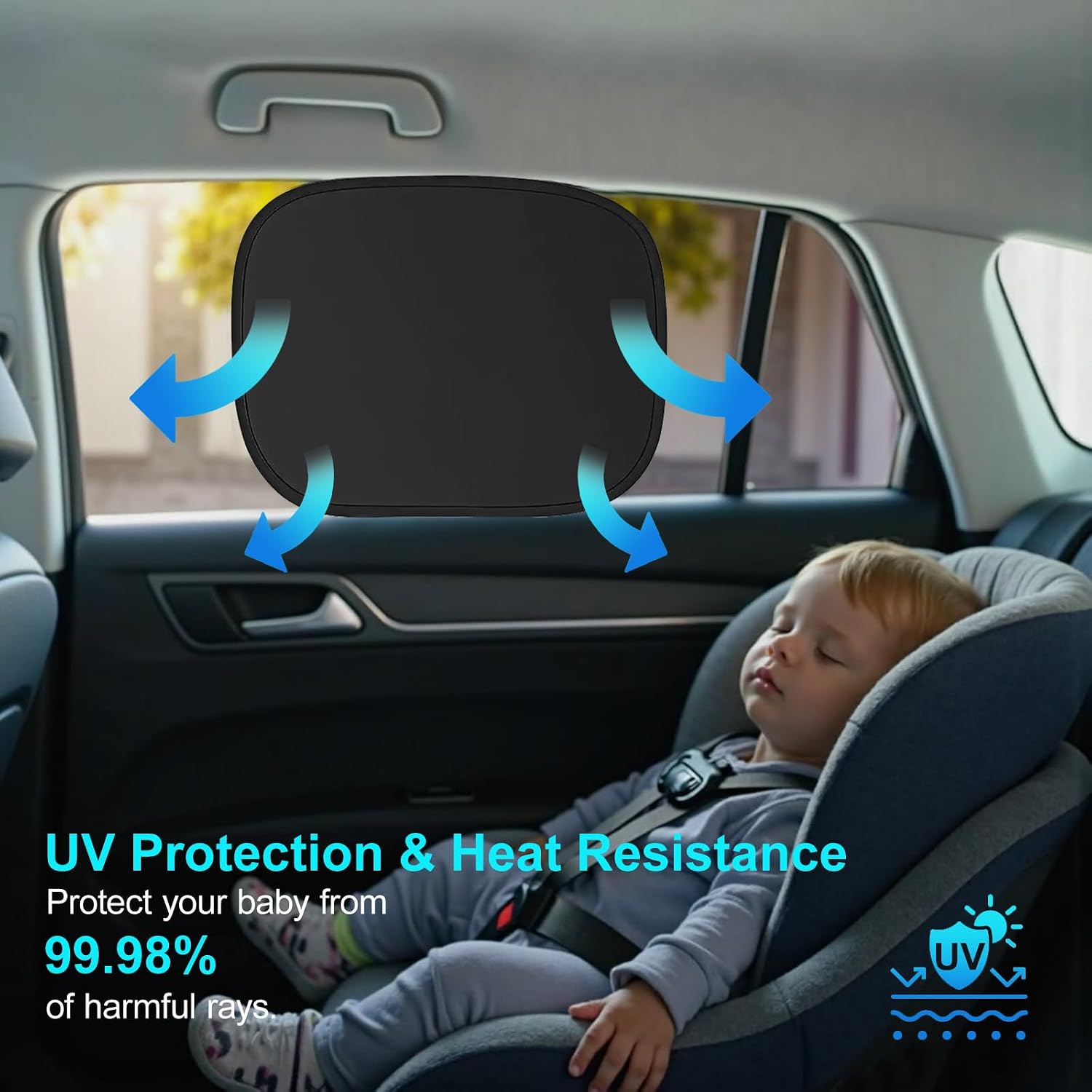 Car Window Shades, 4 Pcs Car Side Window Sun Shade, Static Cling Car Window Shades for Front and Rear Window, Auto Sun Heat and UV Rays Blocker, Car Privacy Side Window Screens for Cars, SUVs, Trucks
