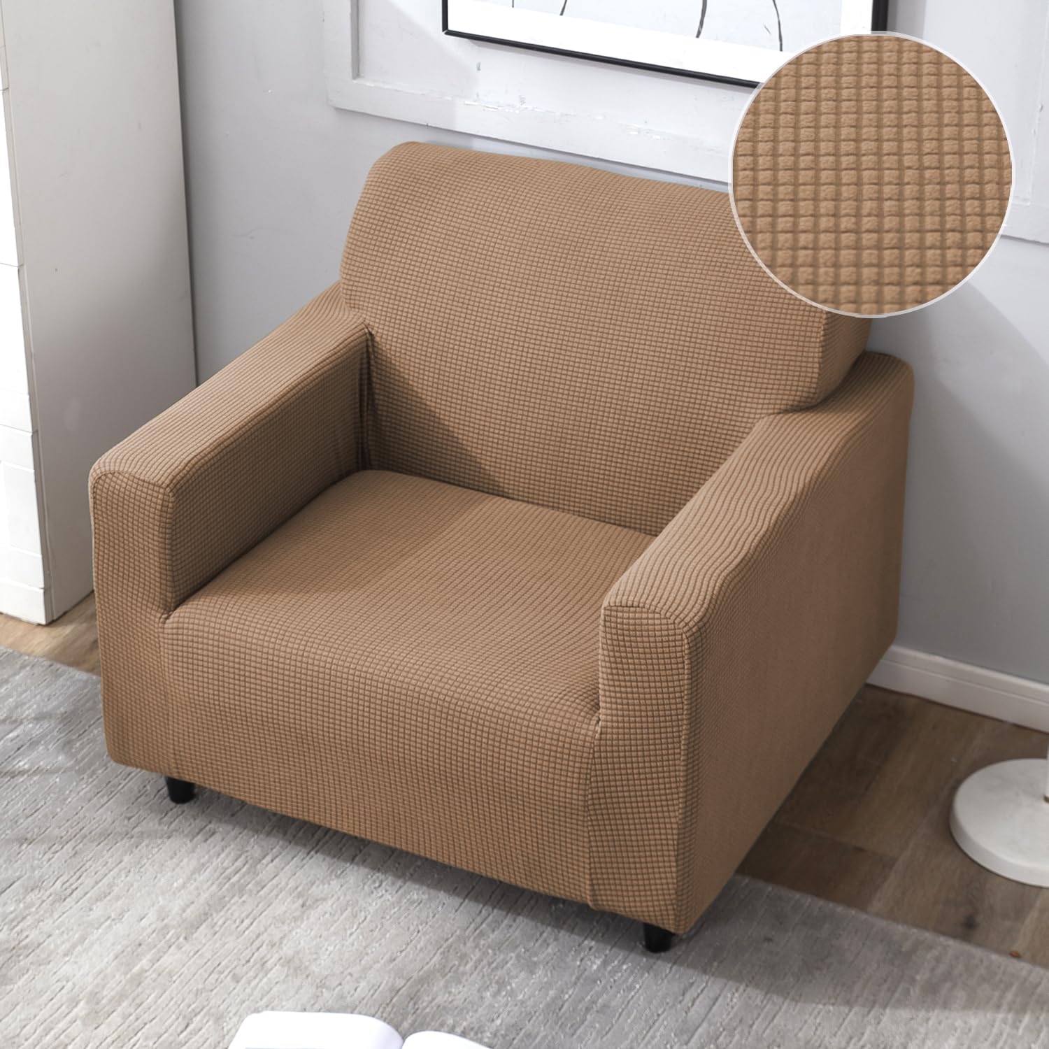 HOKIPO 200 GSM Thick Jacquard Elastic Sofa Cover 1 Seater, Brown (AR-4862-BR) (B0CKZ9JXBT) Amazon Price History, Amazon Price Tracker