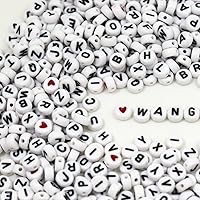 Vista 3 de 1950 cuentas de números de acrílico de 0.16 x 0.27 pulgadas (0.157 x 0.276 in), cuentas redondas para pulseras sin cuello, joyería de la amistad