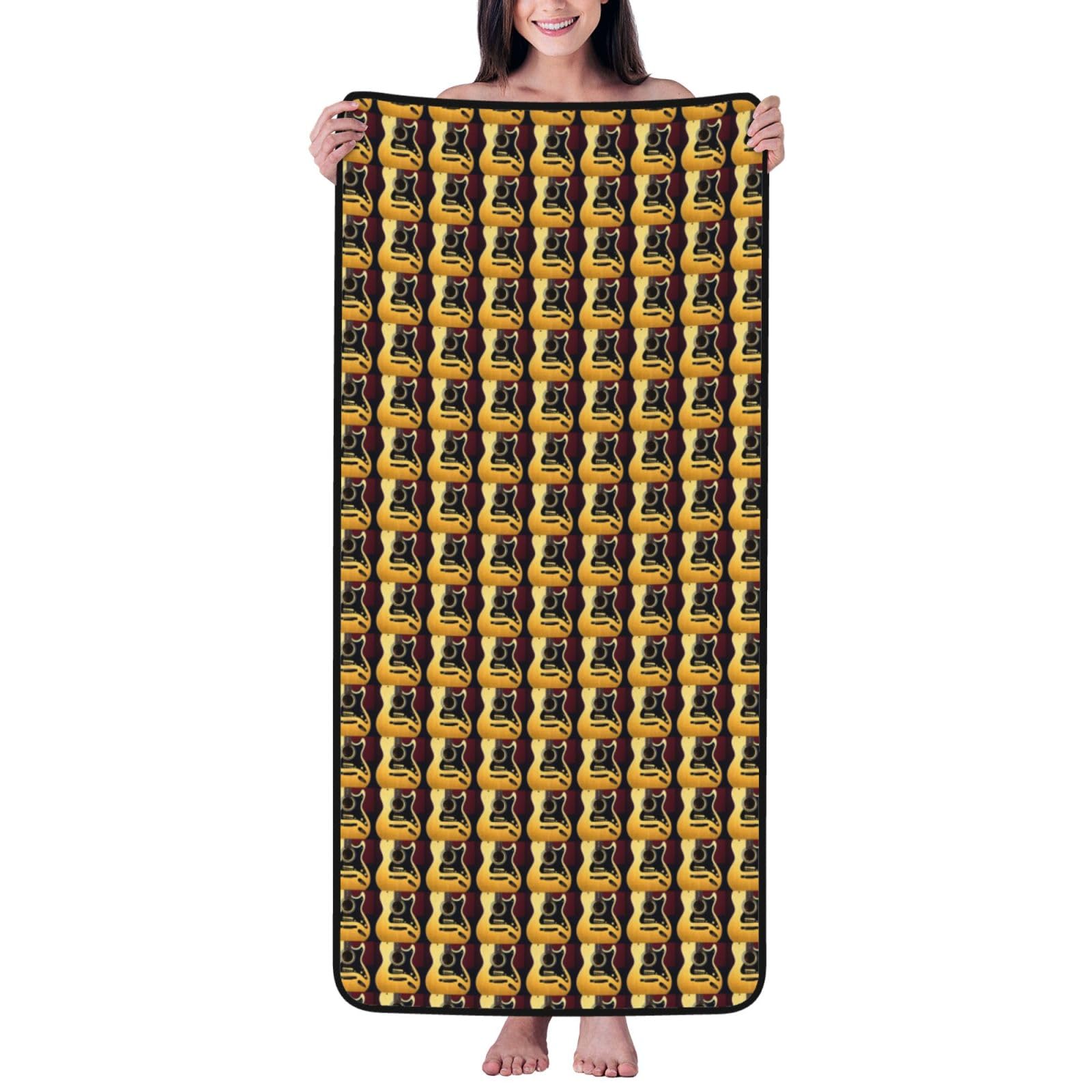 JBJGKHLP Note Guitar Print Women Men Couples Coral Velvet Bath Towel Ultra-Soft For Home Bathroom Travel