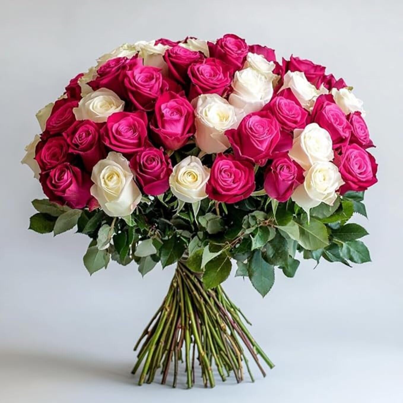 GlobalRose 50 Fresh Cut Assorted Roses Bouquet - Responsibly Sourced Roses Fresh Flowers - Flowers Fresh Bouquet for Wedding, Anniversary, Birthday & Special Occasions (2 Bunches of 25 Stems)