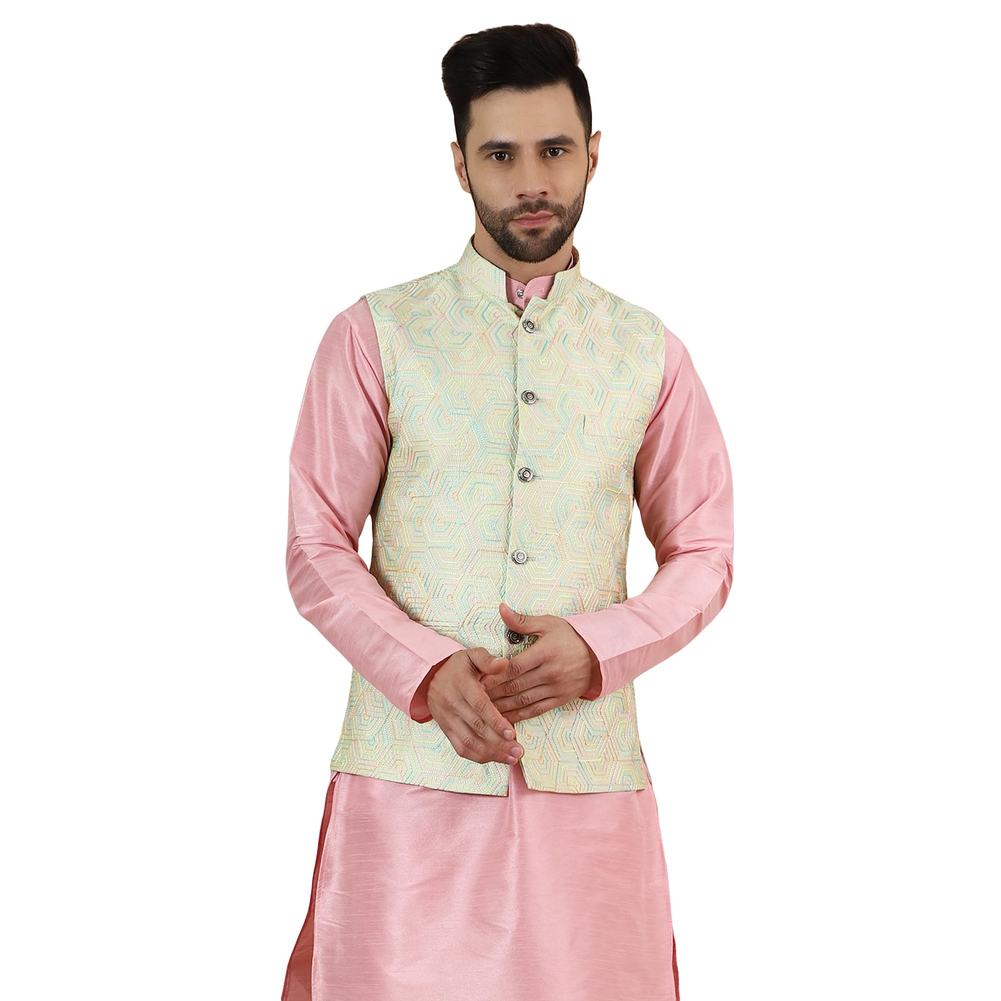 wintage Men's Digital Print Cotton Silk Modi Nehru Jacket-picture-17