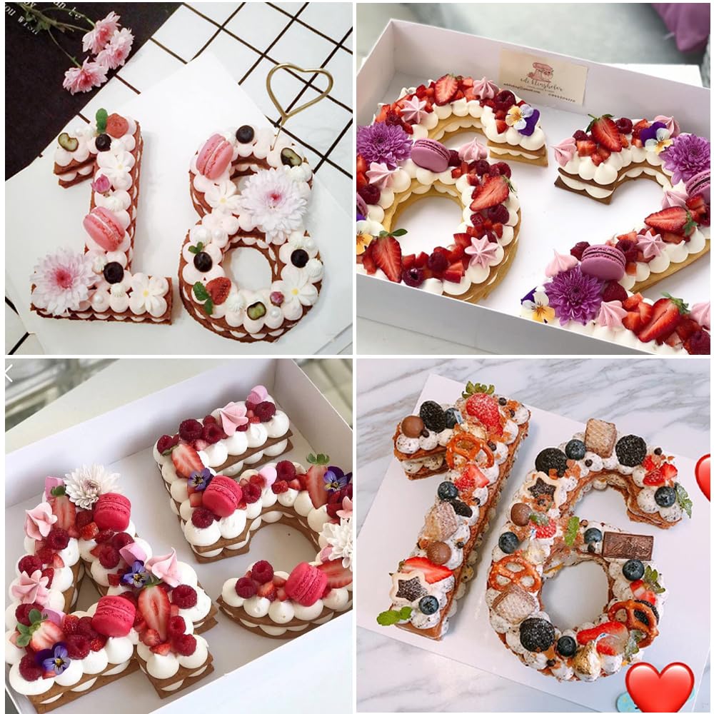 9 Pièces Moules à Gâteau 3D en Silicone 0-8 Number Cake Moule Rouge Moule à Gâteau Chiffre Moule Forme Grands pour Mariages Mariage Anniversaires Fêtes