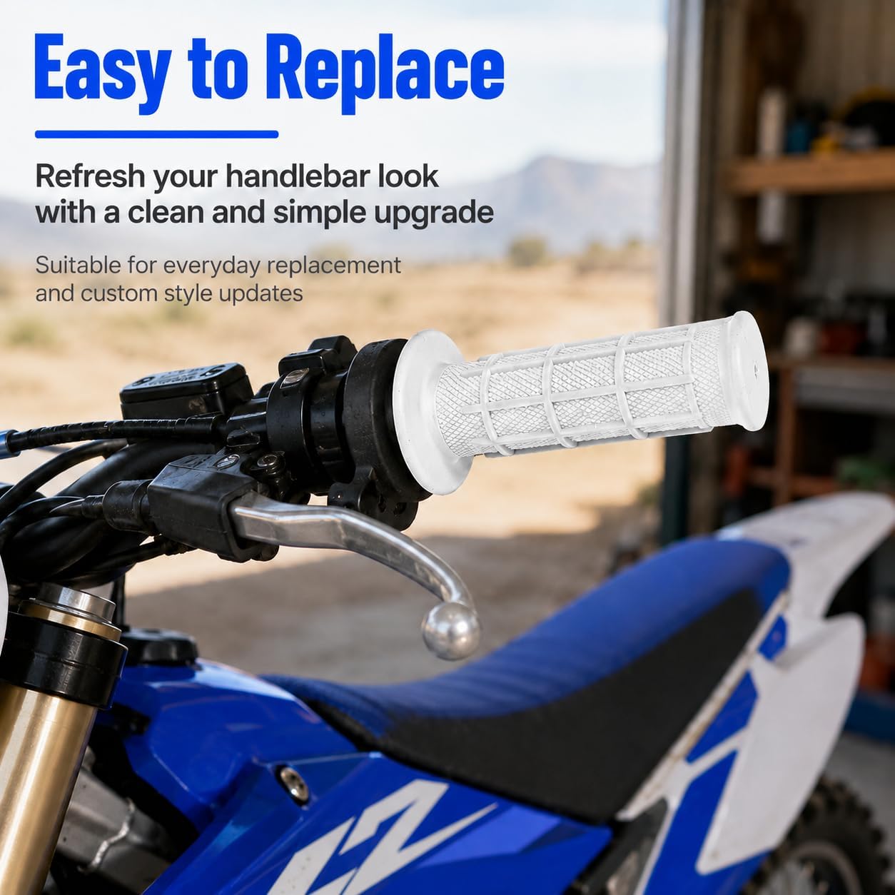 1Pair White Grips, 22mm 7/8" Dirt Bike Grips Scooter Grips Handlebar Hand Grips for Motorcycle, Mini Bike, Dirt Bike, Pit Bike Handlebar Pro Taper Grips Dirtbike