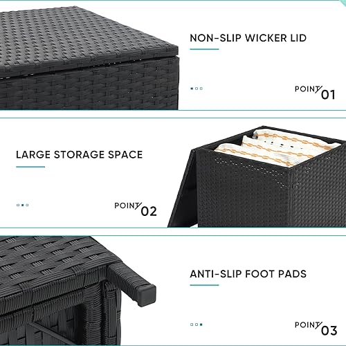 Miniatura 4 de Verano Garden Juego de 2 mesas auxiliares de mimbre para exteriores, mesa auxiliar de mimbre de mimbre de almacenamiento pequeña, mesa de centro