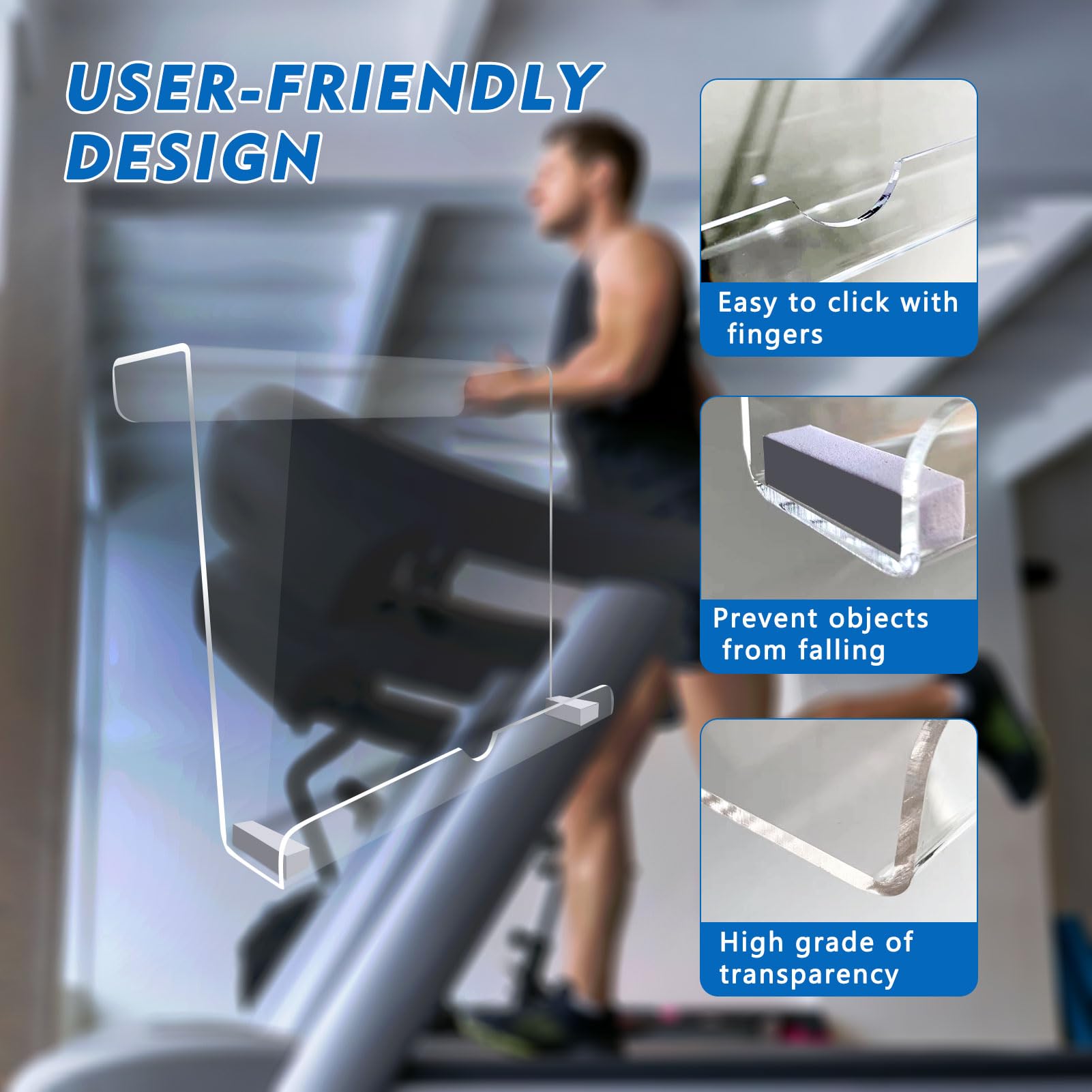 Support De Tablet Et Livre Pour Tapis De Course – En Acrylique Clair, Fixation Sur Console – Pour Lire Ou Regarder Des Vidéos En Sportant