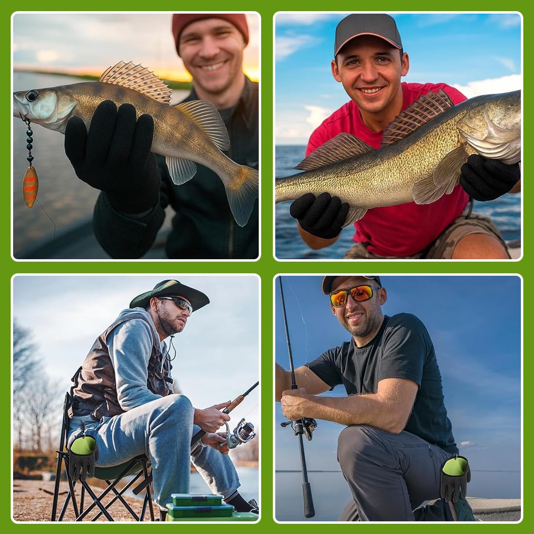 HUZNA 1 Par Guantes De Pesca Impermeables,con 2 Cierre Magnético,Resistentes A Cortes Y Pinchazos,Actividades Al Aire Libre Manipulación,para Manipular con Seguridad Lucio,Siluro,Lucioperca — view 4