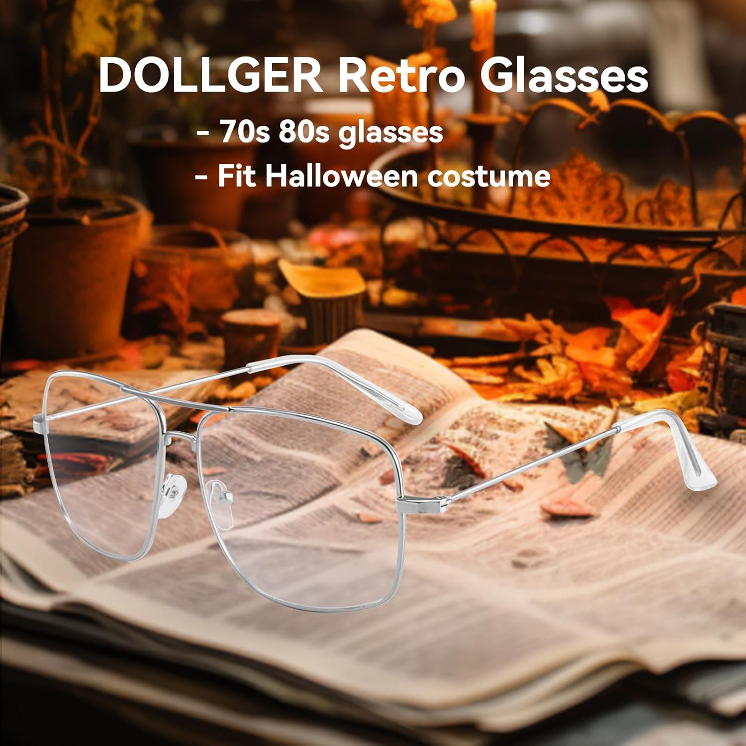 Dollger Classic Glasses Clear Lens Non Prescription Metal Frame Eyewear Men Women - Image 3