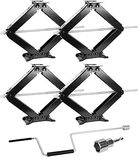 WEIZE Set of 4 RV Trailer Camper Stabilizer Leveling Scissor Jacks with Handle 24
