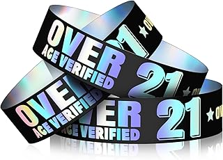 Ferraycle 1000 Pcs Over 21 Wristbands for Events Plastic Wristbands Waterproof Wrist Bracelets for Events Tear Resistant Black Concert Wristbands for Festival Party Concert Admission Party