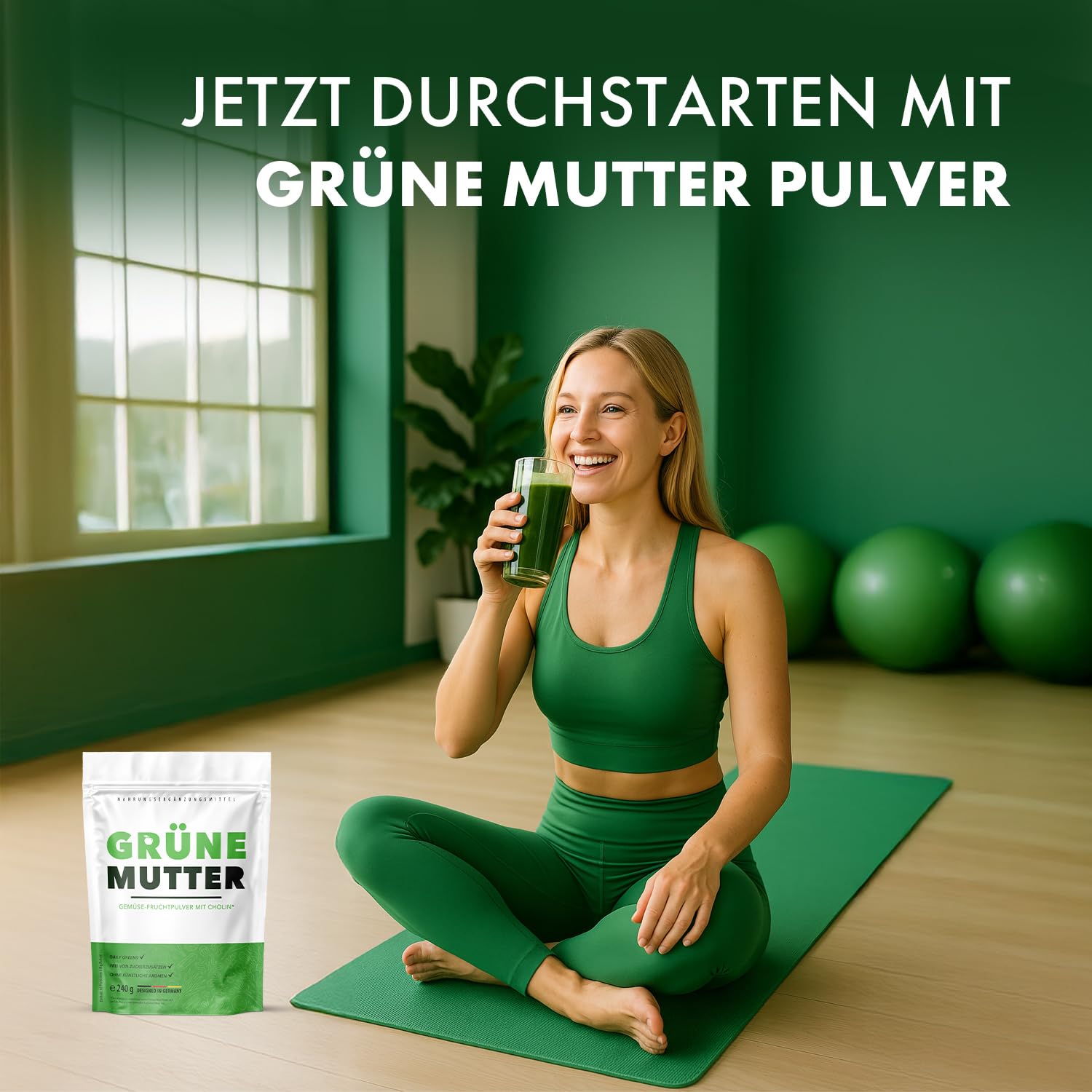 Grüne Mutter Pulver | Mit wertvollen Inhaltsstoffen | Neutral im Geschmack | 240g