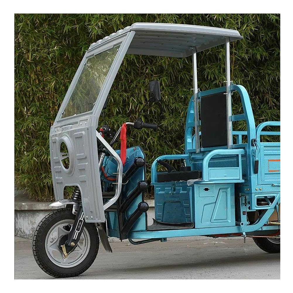 Rygcrud Triciclo eléctrico de Tres Ruedas para Carga con toldo y Parabrisas