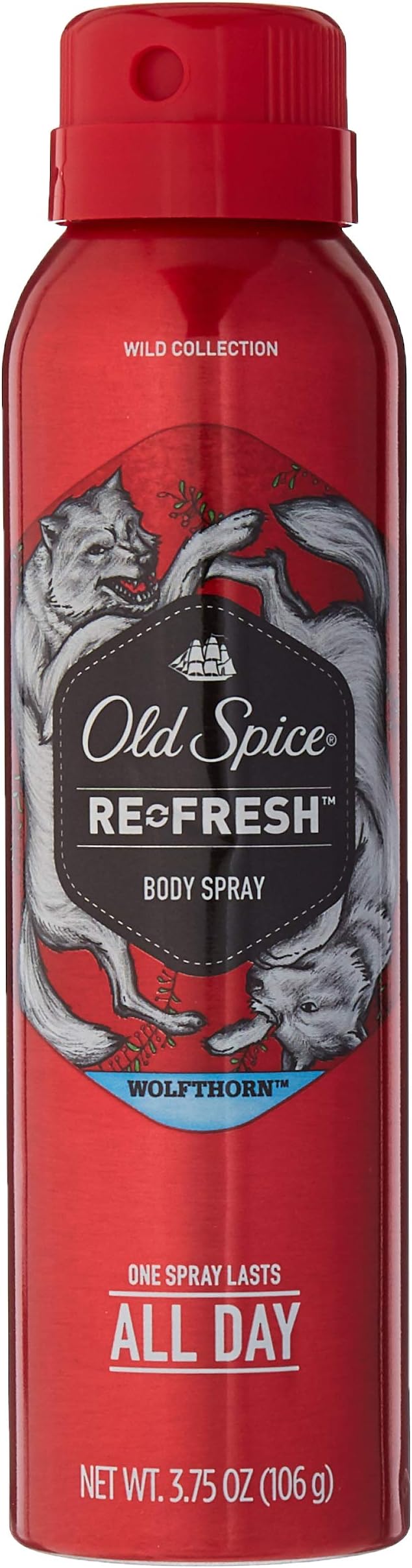 Old SpiceWild Collection Re-Fresh Deodorant Body Spray, Wolfthorn 3.75 oz (Pack of 2)