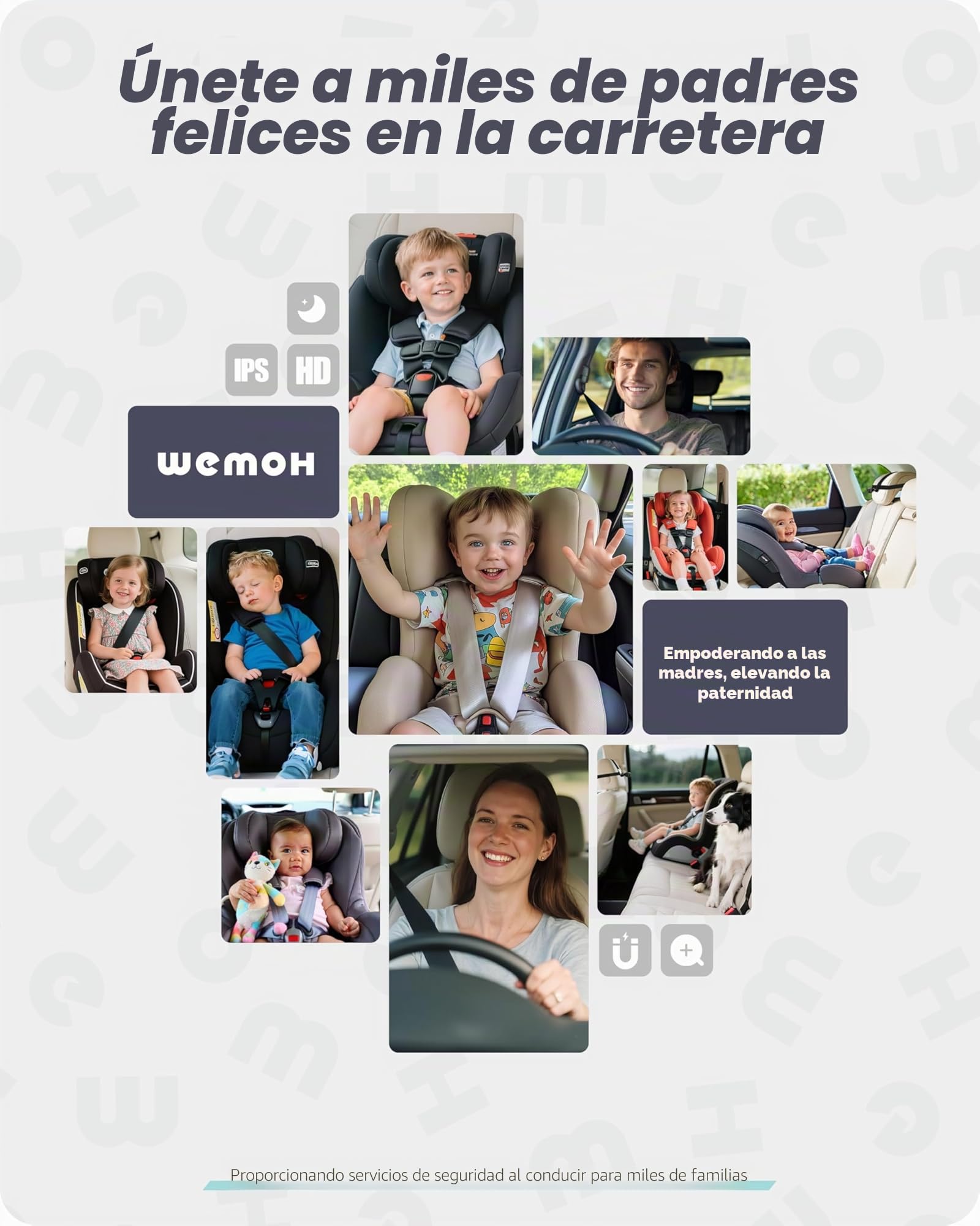 Cámara Magnética Dual para Coche de Bebé para Dos Niños, Pantalla IPS 1080P con Soporte Magnético, 3 Modos (Zoom/Espejo/División), Visión Nocturna Automática, Cámara de Coche Alimentada por USB