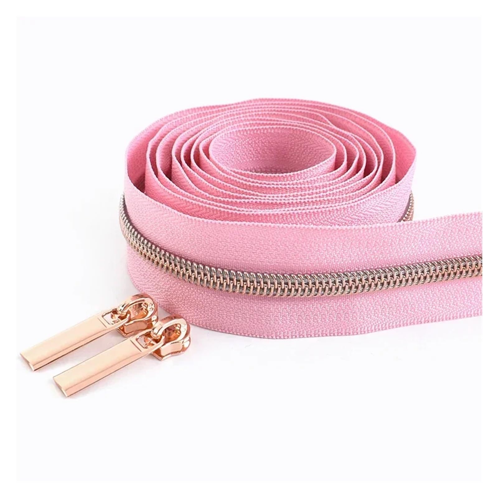 Zipper,Way Zip 2 Meters 5# Nylon Zipper Tapes+ 2Pcs Zipper Slider Pulls Bag Purse Pocket Coil Zippers Heads Decor Zip Repair Kit DIY Accessories Zips Clothing Garments(M769RoseGold)