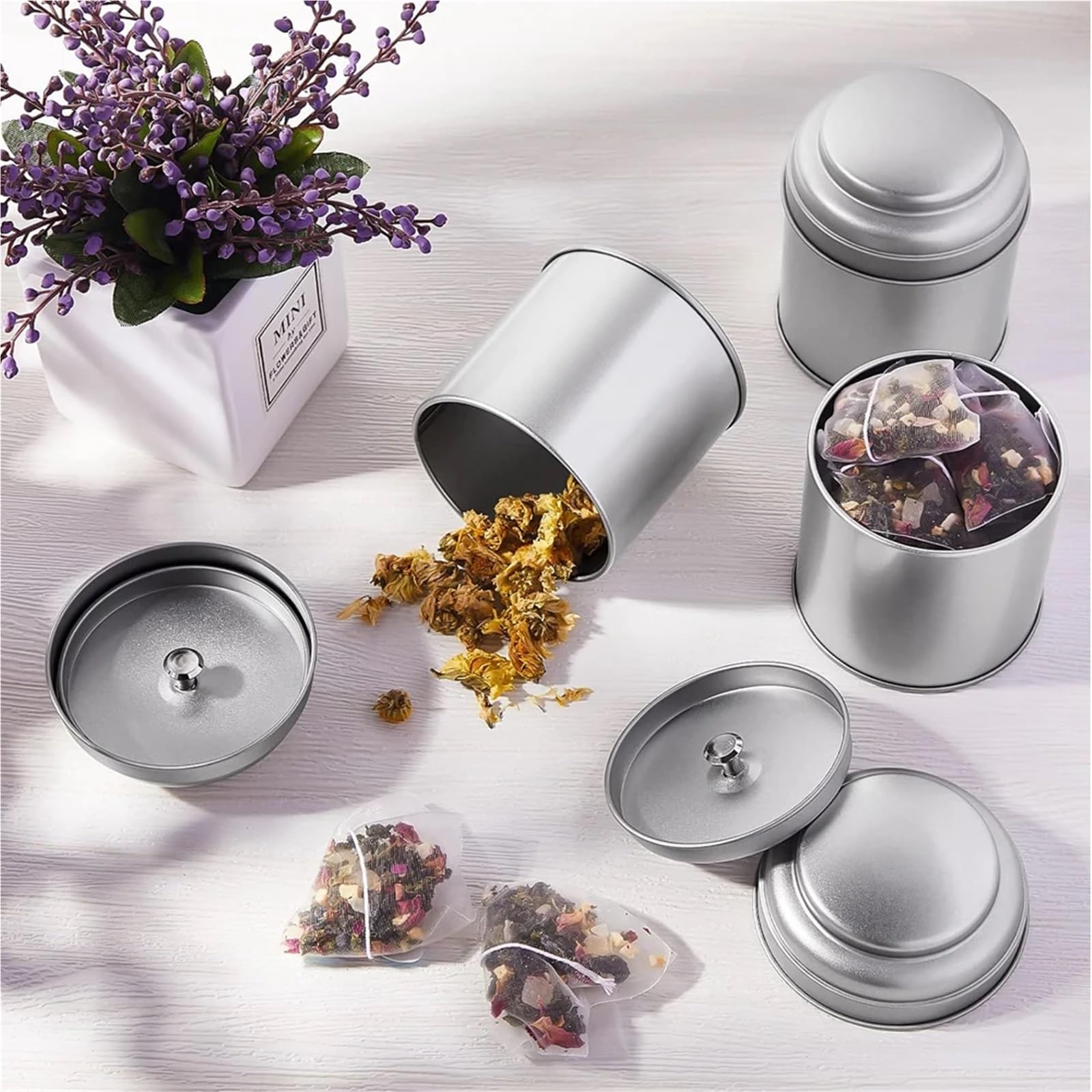 12 latas de té con tapas dobles herméticas, redondas, pequeñas, for cocina, for guardar hojas sueltas para Té, Café, Azúcar(12pcs Rose Gold)