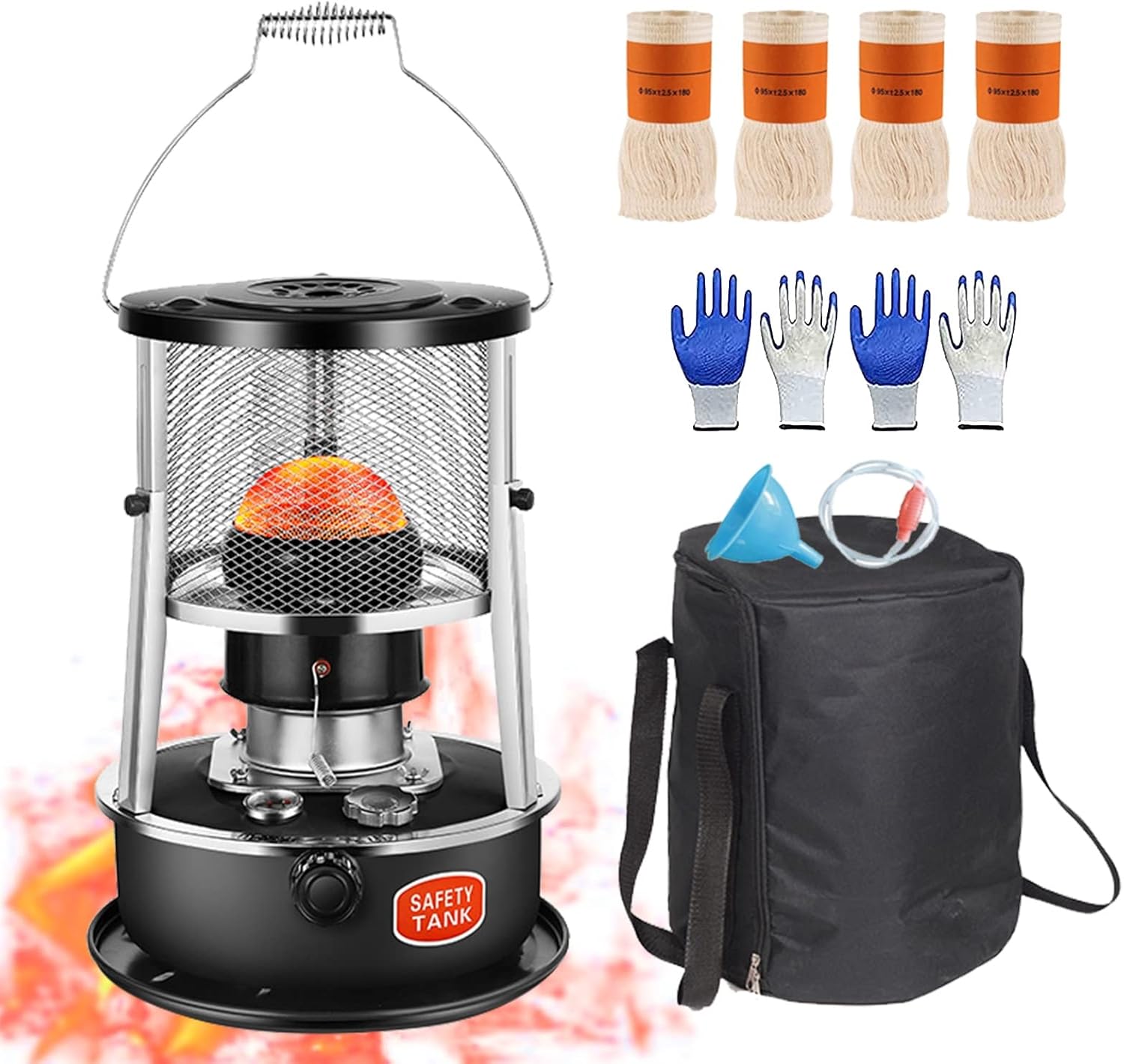 FQMYLTYN 9000BTU Black Kerosene Heaters for Indoor, Non Electric