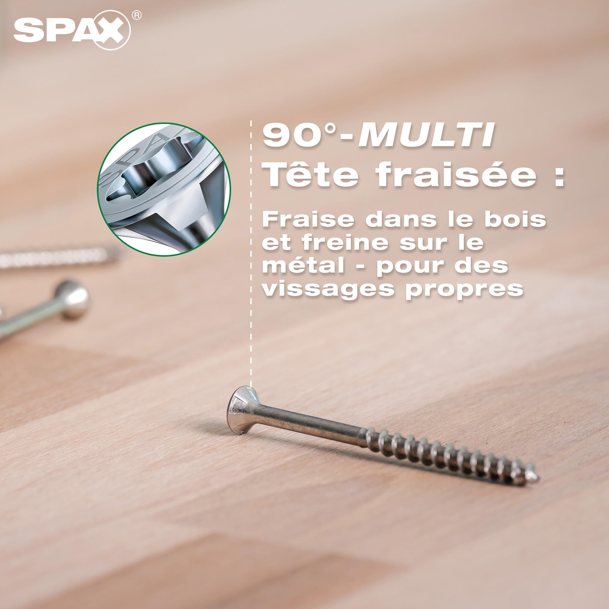 SPAX Vis universelle 6 x 80 mm, 180 pièces - Vis à bois, filetage partiel, tête fraisée, T-STAR Plus T30, pointe 4CUT, revêtement WIROX - 8000000277078