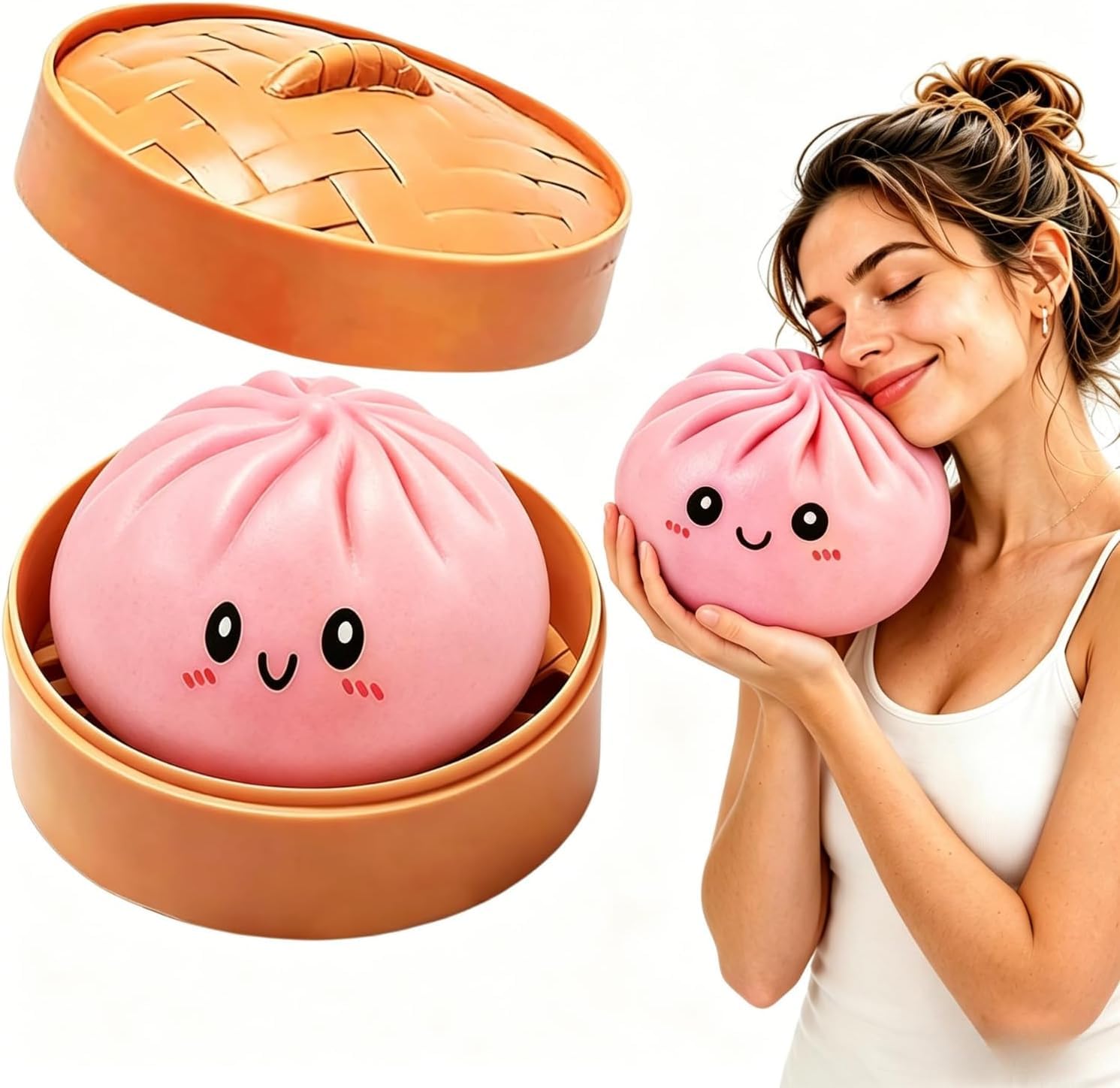Gigante Squishy Dumpling De 25 Cm Con Vaporera – Anti-estrés De Recuperación Lenta, Inodoro, Para Aliviar Tensiones En Oficina Y Casa