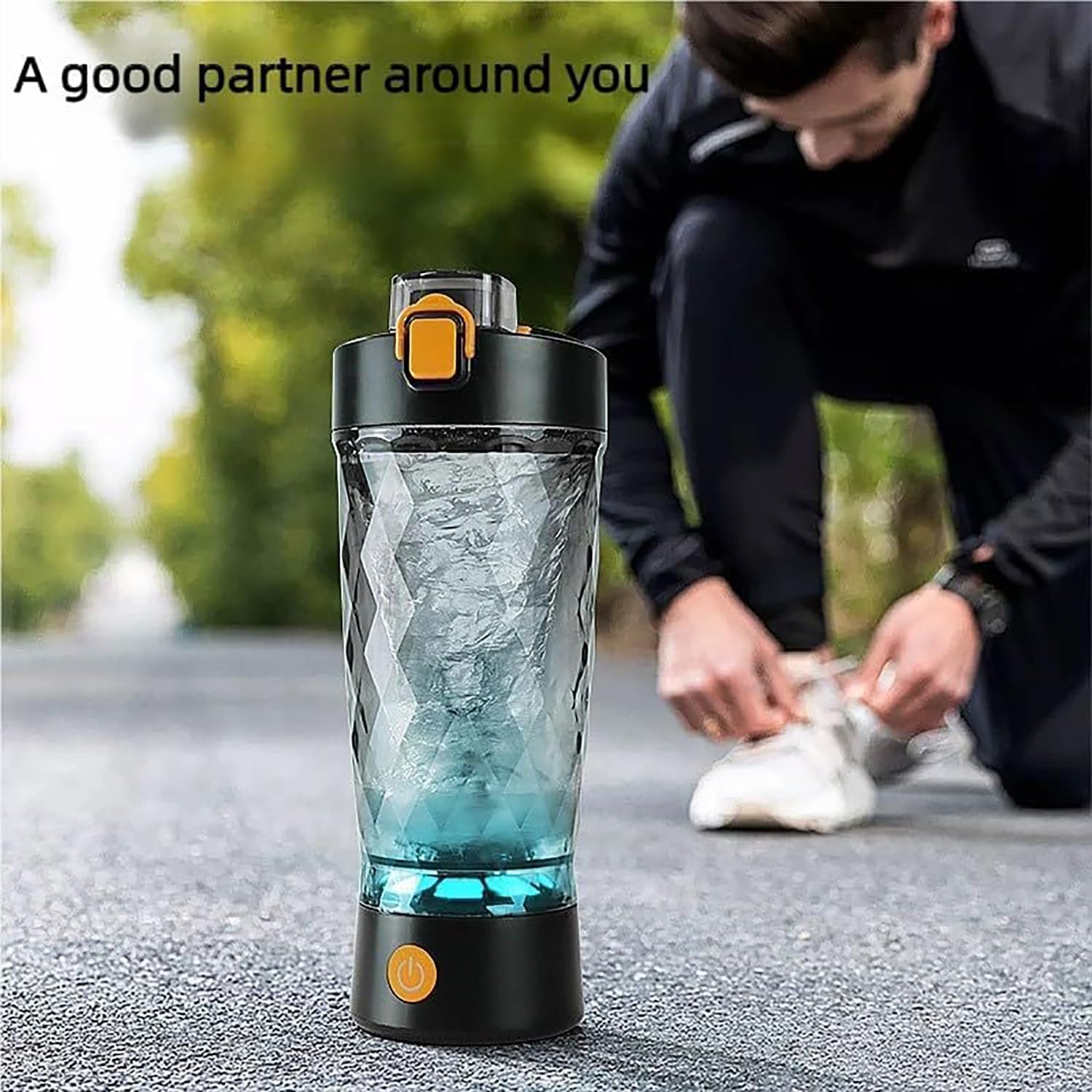 Générique Shaker à une touche, bouteille de shaker électrique de 22 oz avec boîte en poudre 50 g, tasse de mélange de poudre de protéines rechargeables USB pour sport de gym (Bleu)