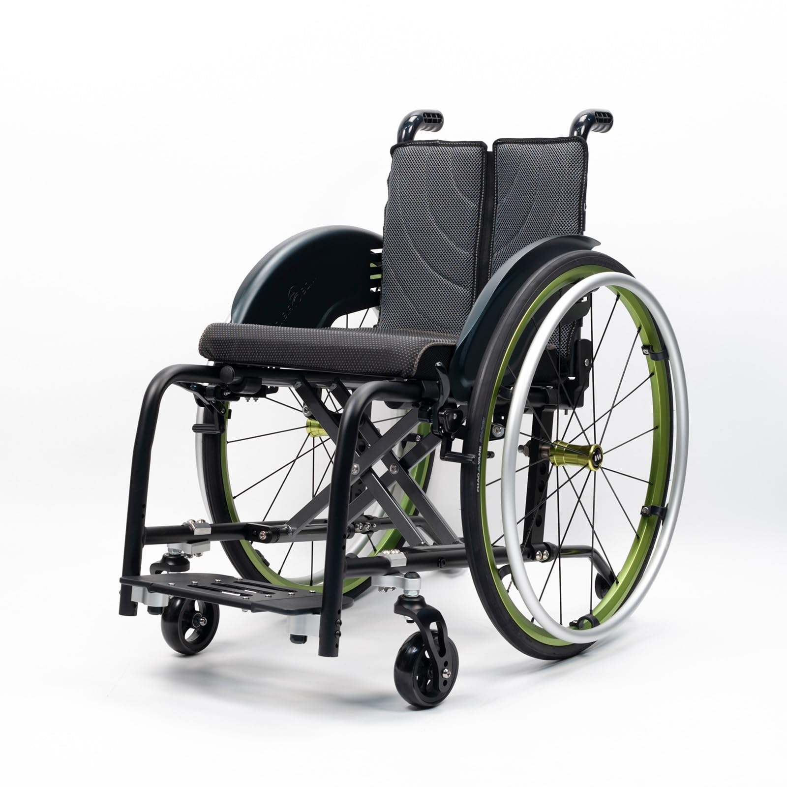 SXSLTSA Lightweight Foldable Sports Wheelchair All-Terrain Self-propelled Manual Chair Anti-Tipper Aluminum Portable for Travel Youth Elderly(Green1,Seat Width 42cm/16.5in)