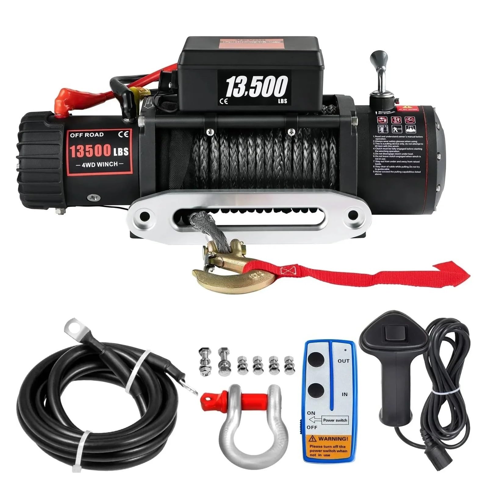Wciągarka 12V 13500/4500/3500LBS Z Liną Syntetyczną I Bezprzewodowym Pilotem Do Awaryjnego Odzyskiwania ATV/ciężarówki/przyczepy 4X4 Wciągnik elektryczny łańcuchowy