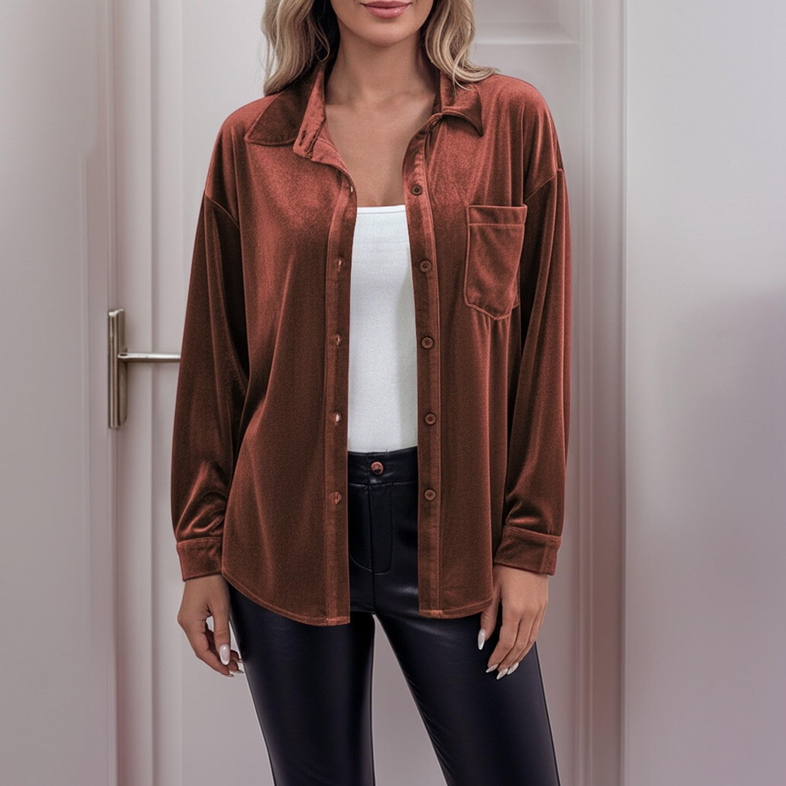 Chemisiers Et Blouses Femme Chemisier Femme Haut Chemise Cintrée Chemisier Coton Chemise Lin Surchemise Longue Chemisiers Femmes en Lin Top Chic Et Élégant sans Repassage Noir Haut Grande Taille Rose