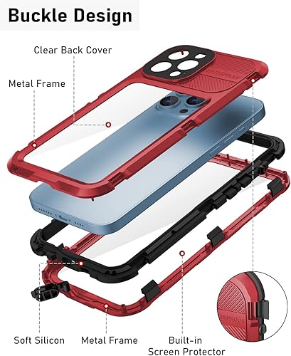 Miniatura 5 de WIFORT Funda impermeable para iPhone 13 Pro Max de cuerpo completo de metal resistente con protector de pantalla integrado IP68 cubierta de aluminio