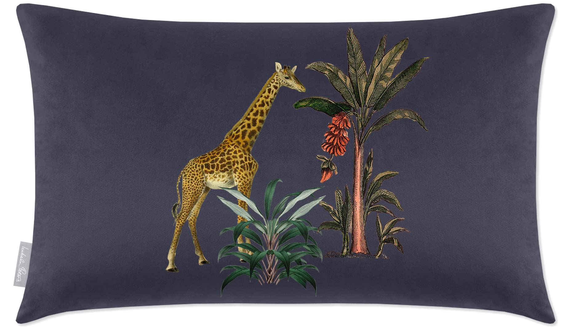 Izabela Peters Graphite Cushions With Covers Included, Filled Cushion, Eco-Friendly Velvet Cushions, 50 X 30 Cm, Giraffe - Chair Cushions, Sofa Cushions, Seat Cushions