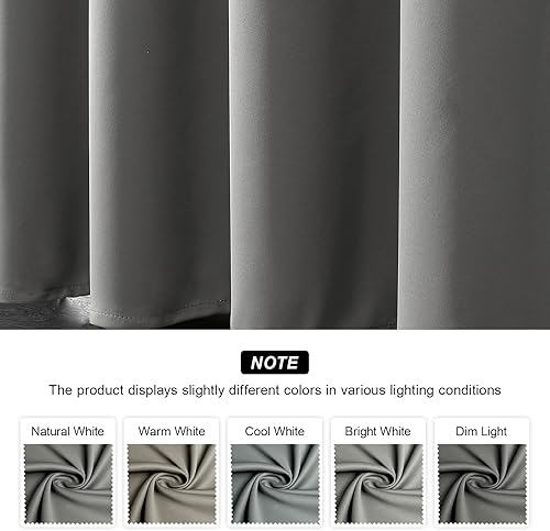 Miniatura 9 de CUCRAF Cortinas opacas para dormitorio, con aislamiento térmico y ojales, cortinas de ventana para sala de estar, gris claro, 2 paneles, 52 x 72