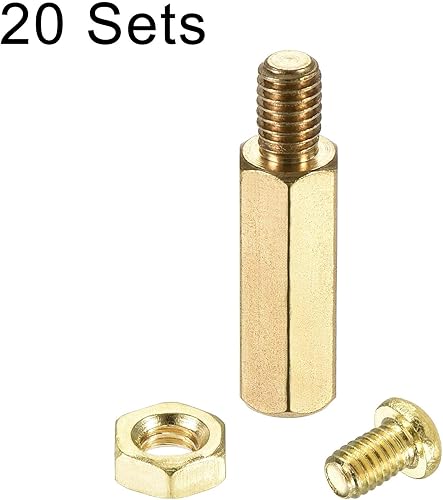 Miniatura 3 de uxcell M4 - Espaciador hexagonal de latón de 0.669 in+0.236 in macho-hembra, kit de tuercas roscadas para placa base PCB, placa de circuito de