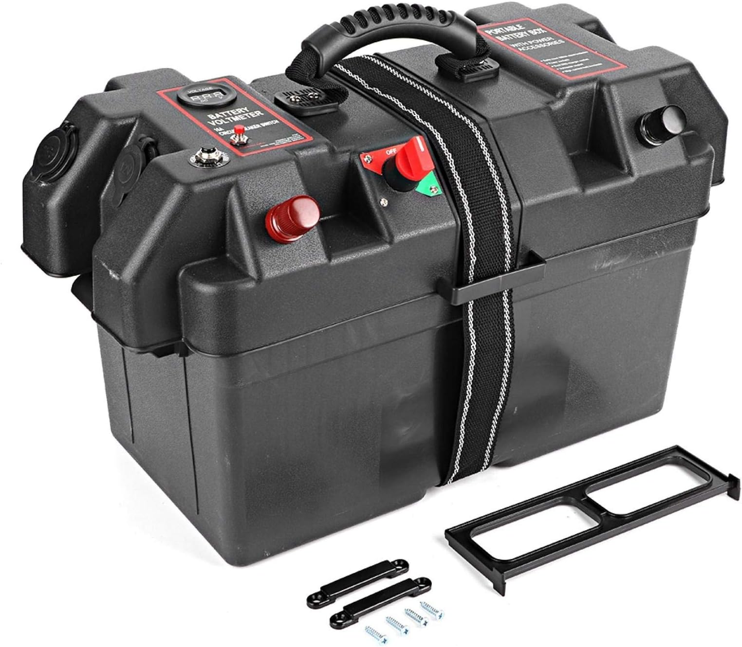 Bison BATTERY BOX CARRIER WITH USB CHARGER, LED METER, BREAKER & 12V SOCKET Amazon.co.uk