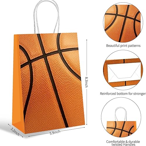 Miniatura 2 de 16 bolsas de regalo de baloncesto, bolsas de regalos de baloncesto para suministros de fiesta de cumpleaños de baloncesto, bolsa de baloncesto para