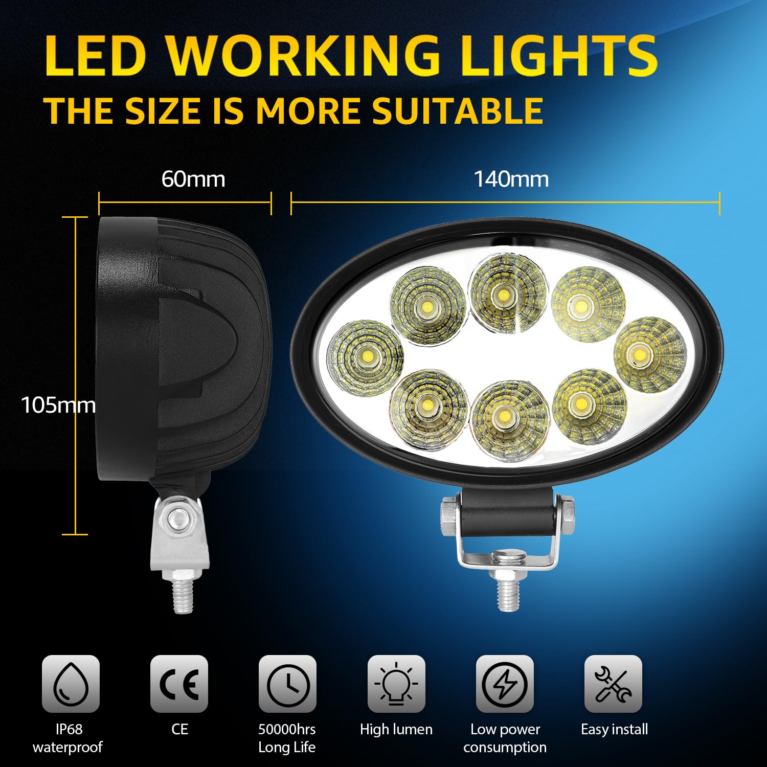 Lampe LED Travail 4 Pouces 108W 36LED Spot Carré 12V 24V Camion ATV Véhicule Hors Route