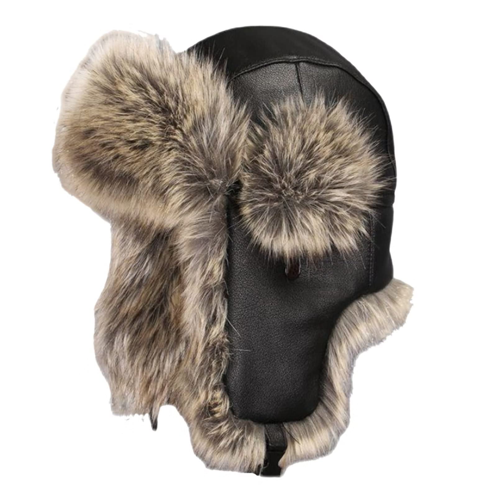 Donne Uomo Inverno Cappello Caldo Pelliccia Sintetica Antivento Cappelli da Sci con Paraorecchie Termico Cappello Russo per Lo Sci all'aperto Berretto in Pelle Aviatore