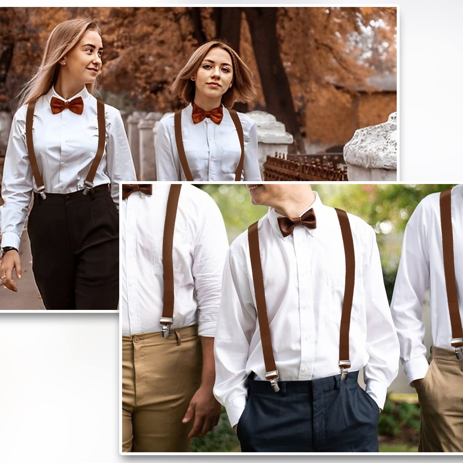 Hosenträger für Herren Starken Herren Hosenträger schmal 2,5 cm 4 Metall Clip Lang Einheitsgröße für Männer und Damen Einstellbar Länge für Damen Buro und Elastisch X Style