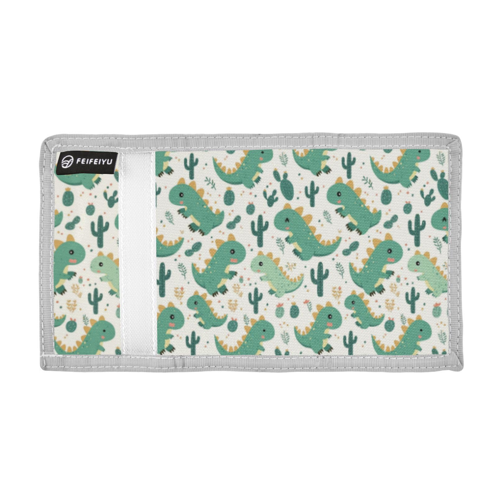 Wusikd Cute Dinosaur Kids Wallet for Boys Girls Leaves Toddler Trifold Wallet Novelty Wallet for Teens Women Men