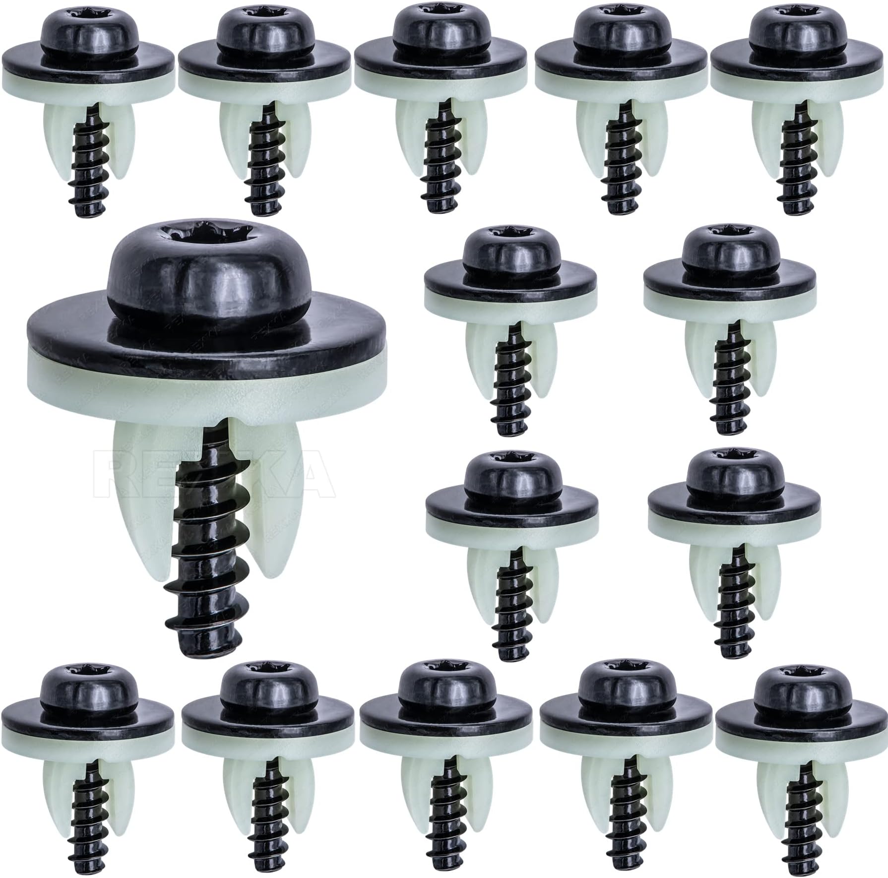 15 Sets Engine Splash Shield Screws for Ford - T30 Torx Head Bolts and Grommets for Undertray Engine Fender Liner Deflector Grille for Ford Escape F-150 Edge Focus Fusion C-Max S-Max Lincoln