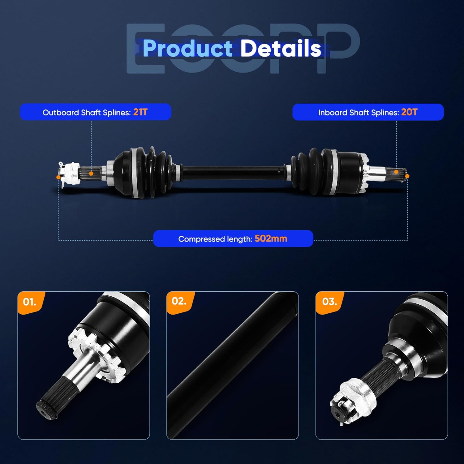 ECCPP CV Axle Drive Shaft Assembly fit 2006-2013 2005-2020 for Kawasaki Brute Force 650 750 Front Left 59266-0007 59266-0024