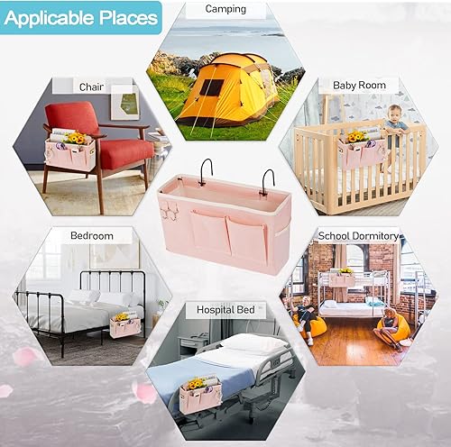 Miniatura 24 de Loghot Organizador colgante para literas y camas de hospital, rieles de cama, se puede colocar lentes, libros, teléfonos celulares, llaves