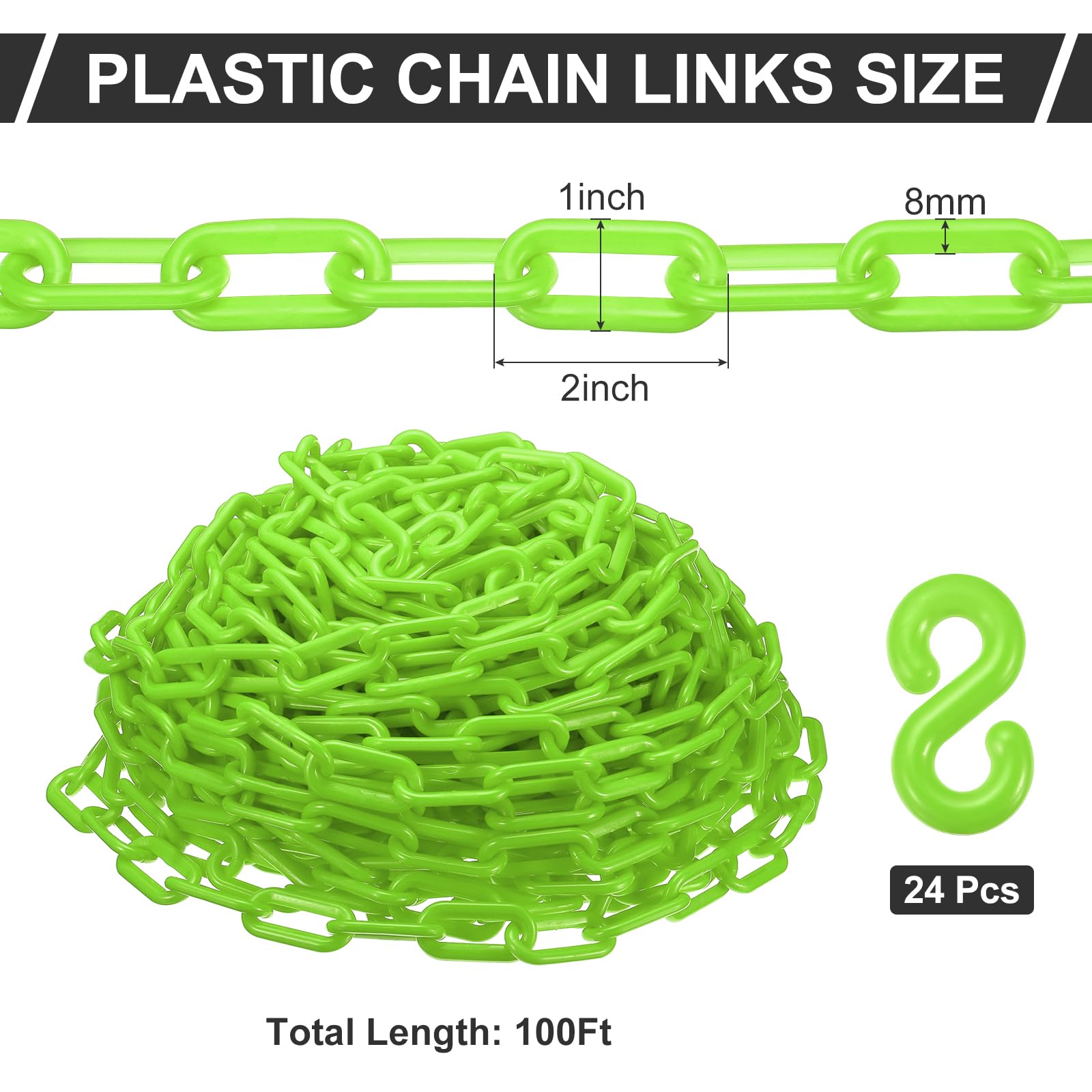 PATIKIL 100 Pieds Chaînes en Plastique de Chaîne de Sécurité de 2Pouces