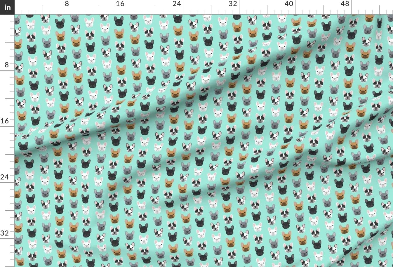 Spoonflower Fabric - French Bulldog, Mint, Dog, Frenchies, Pet, Puppy, Aqua, Rescue, Adopt Printed on Minky Fabric by The Yard - Sewing Baby Blankets Quilt Backing Plush